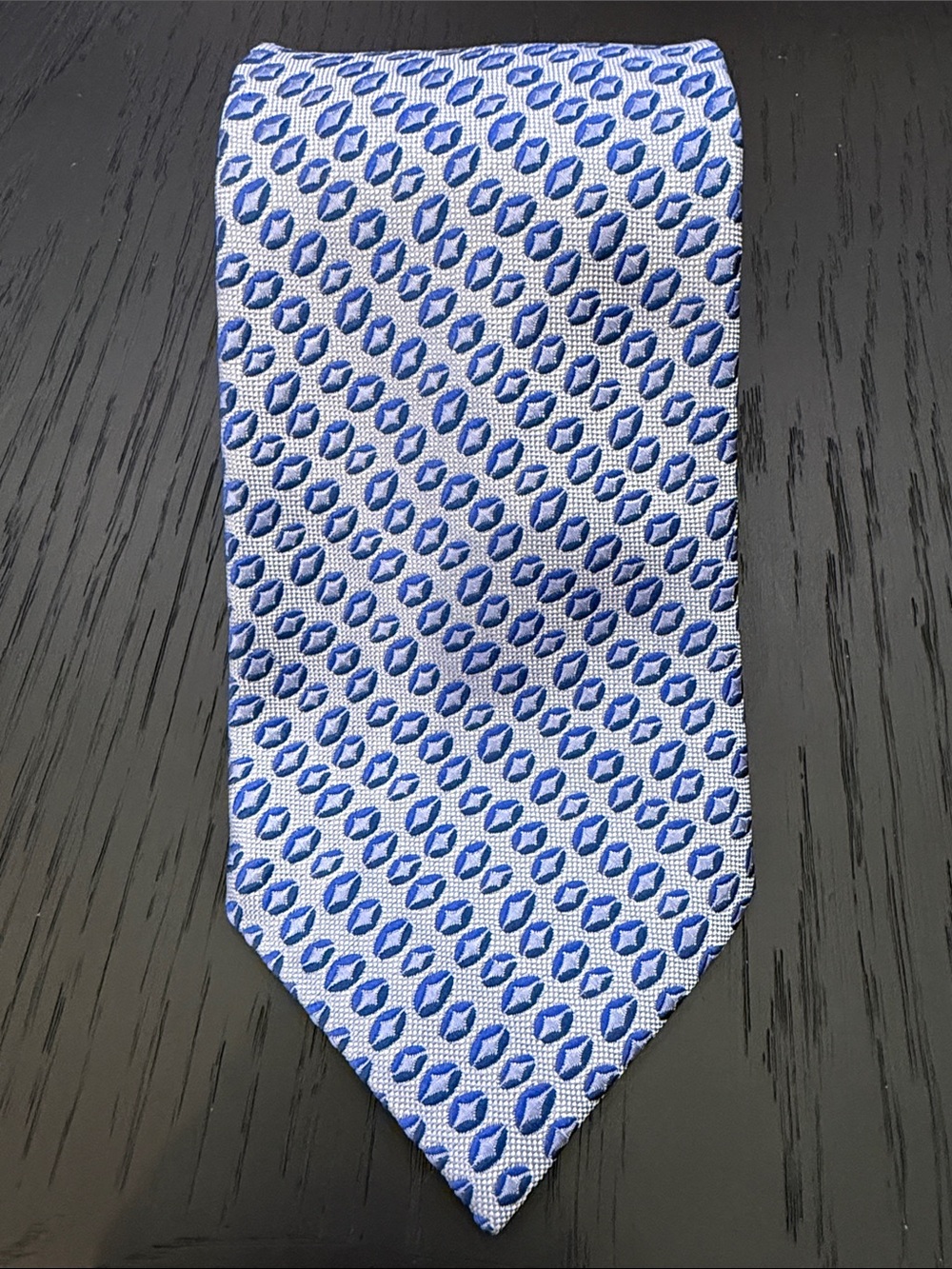 Charvet Place Vendome Blue Geometric Pattern Men's Silk Tie